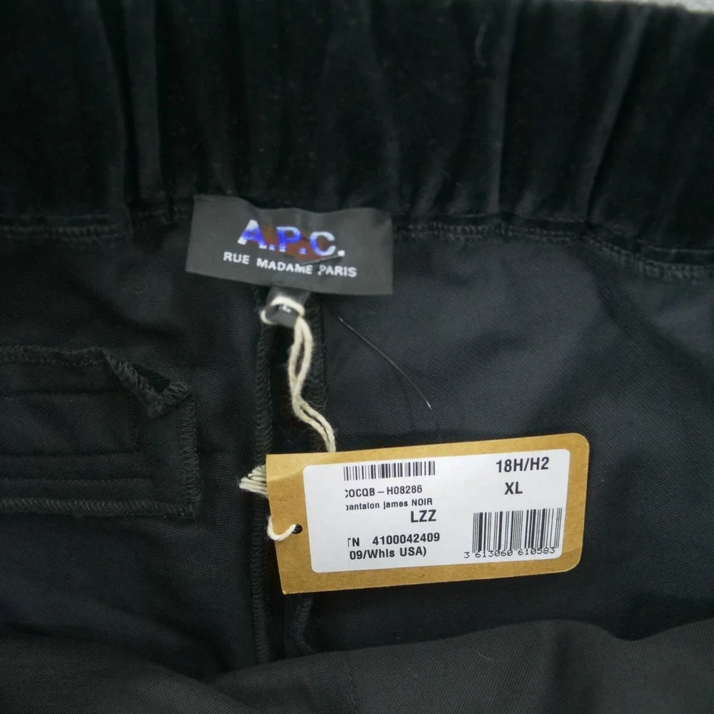 APC Pants Adult Extra Large Black Velvet Elastic Waist James Noir Flat Front New